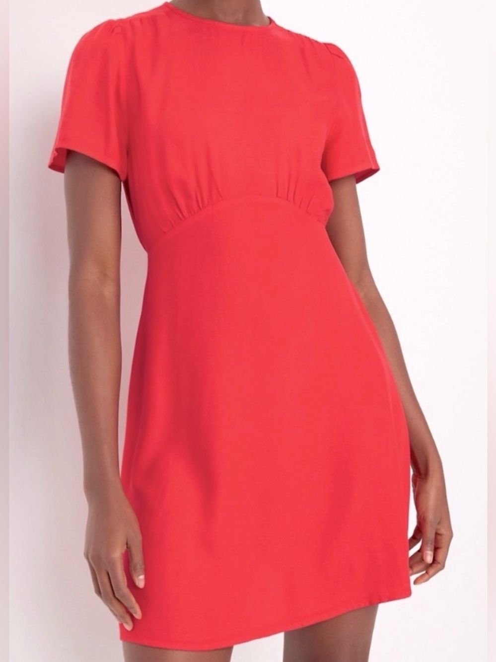 Old Navy Crepe Mini Bright Coral Short Sleeve A-Line Dress Size Small